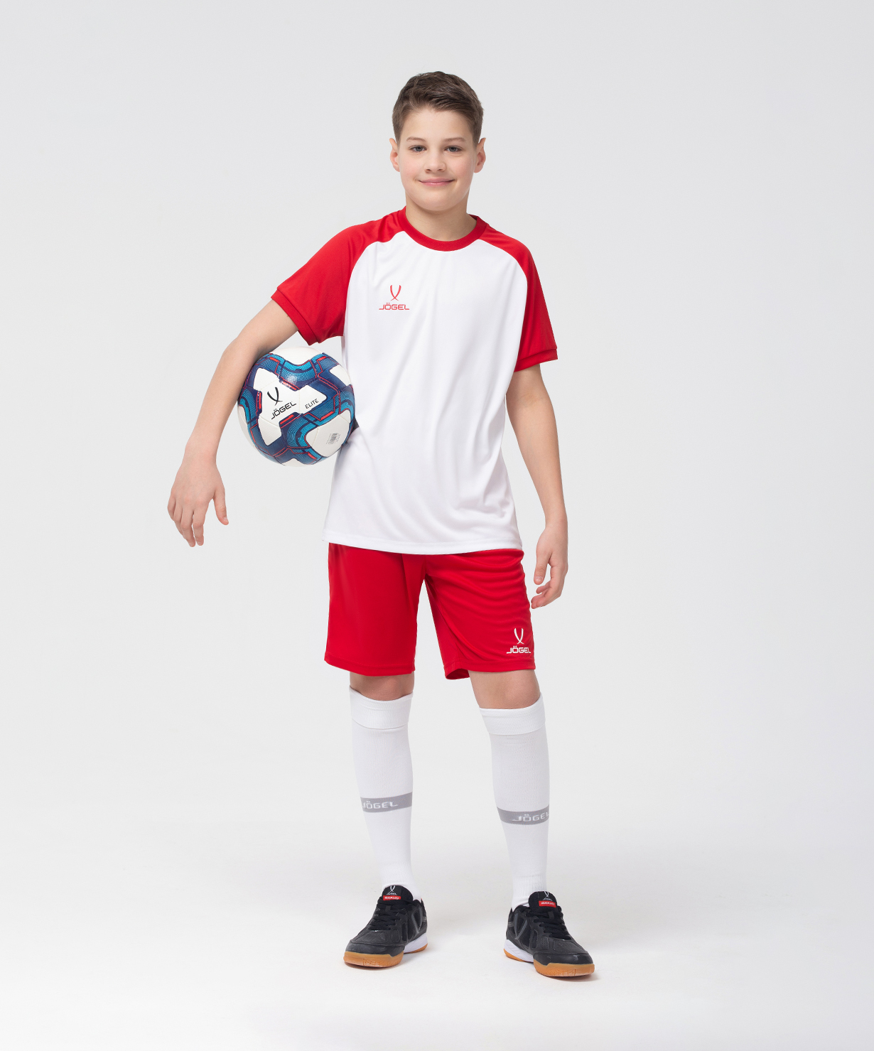 Фото Футболка игровая JOGEL CAMP Reglan Jersey, белый/красный, детский со склада магазина Спортев
