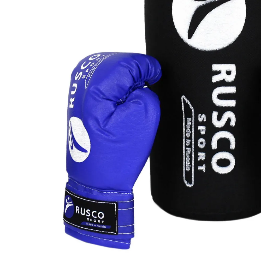 Фото Набор боксерский для начинающих RuscoSport (мешок 2.5 кг + перчатки бокс. 6 oz) черно-синий со склада магазина СпортЕВ