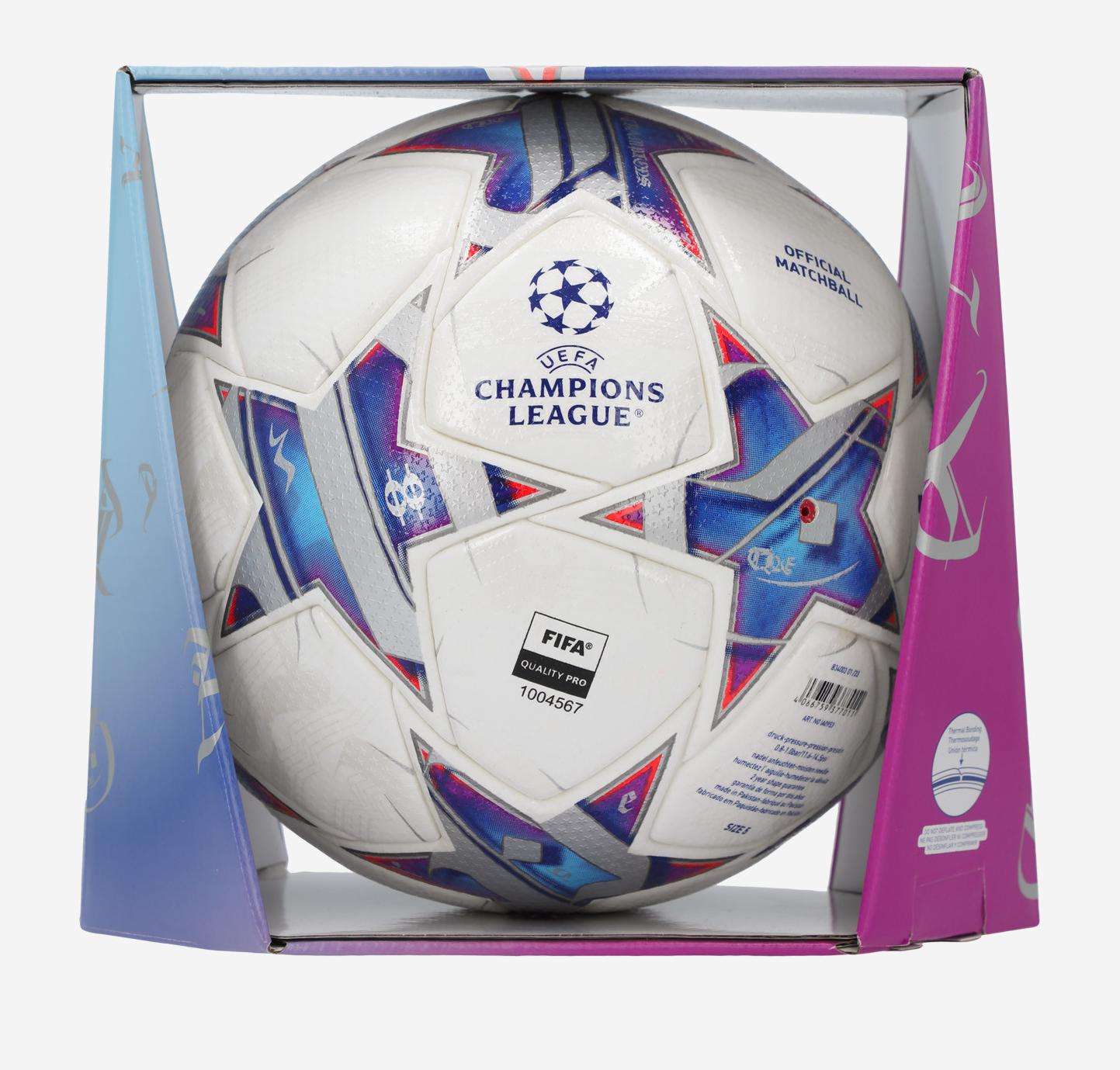 Мяч футбольный Adidas UCL PRO №5 белый/синий IA0953A01 Фото Мяч футбольный Adidas UCL PRO №5 белый/синий IA0953A01 со склада магазина Спортев