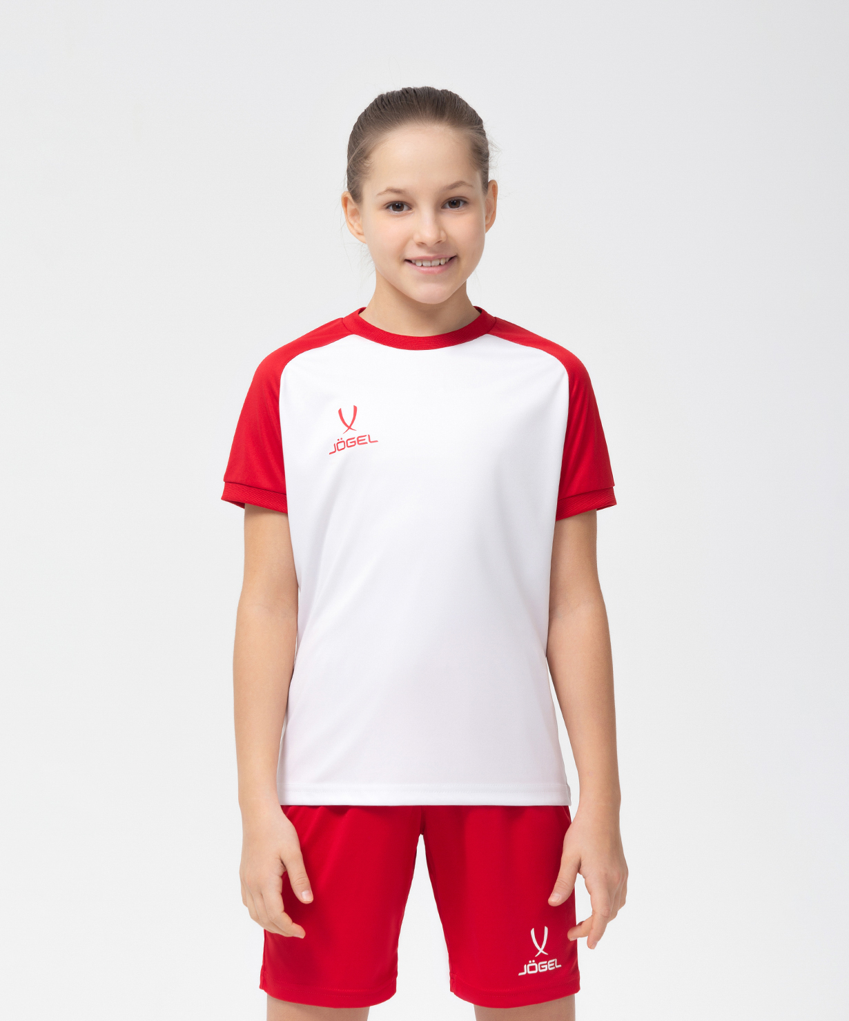 Фото Футболка игровая JOGEL CAMP Reglan Jersey, белый/красный, детский со склада магазина Спортев