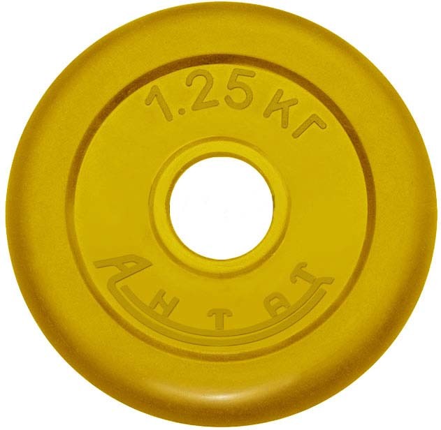 Фото Диск d 26 мм Антат тренировочный обрезиненный 1.25 кг желтый ДтАЦ-01.25-26 со склада магазина Спортев