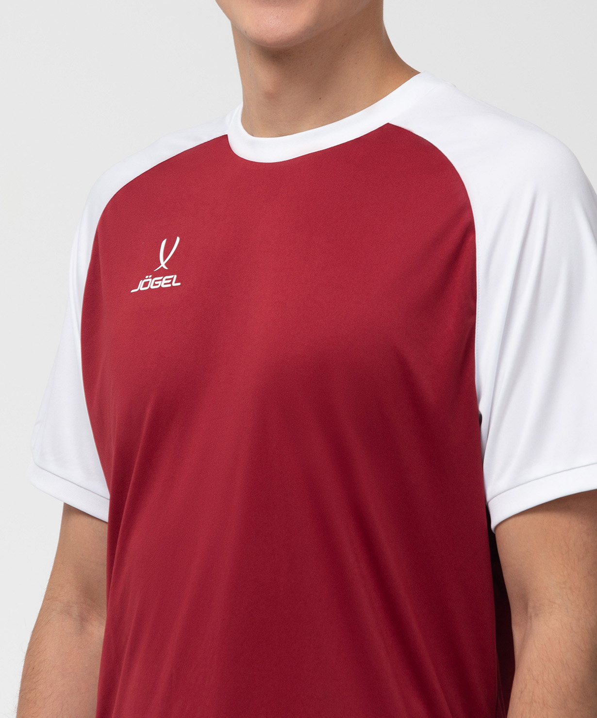 Фото Футболка игровая JOGEL CAMP Reglan Jersey, гранатовый/белый со склада магазина Спортев