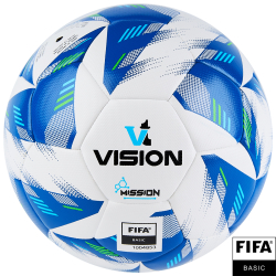 Мяч футбольный Vision Mission №4 FIFA Basiс ПУ бело-синий FV324074