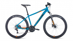 Велосипед Forward Apache 27.5 3.0 disc (21ск) (2021) бирюзовый/оранжевый