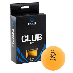 Мяч для настольного тенниса Torres Club 2* (1 шт) оранжевый TT21013