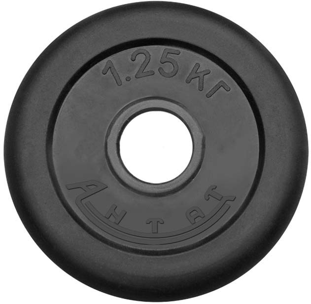 Фото Диск d 26 мм Антат тренировочный обрезиненный 1.25 кг черный ДтА-01.25-26 со склада магазина Спортев