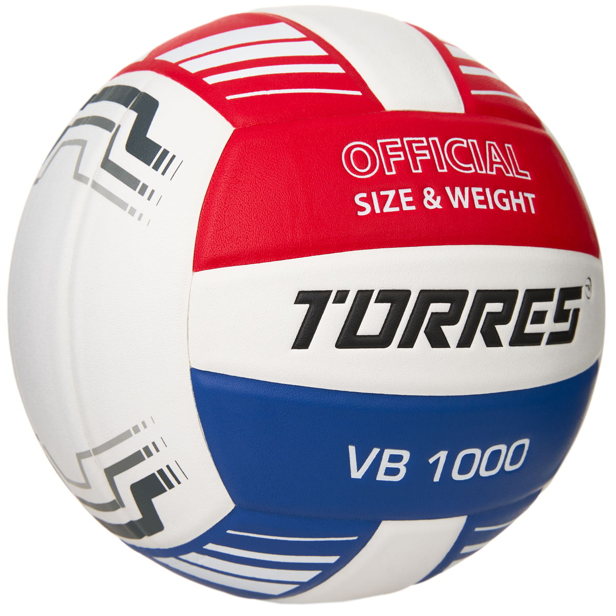 Фото Мяч волейбольный Torres VB 1000 р.5 синт. кожа бело-синий-красный V32415 со склада магазина Спортев