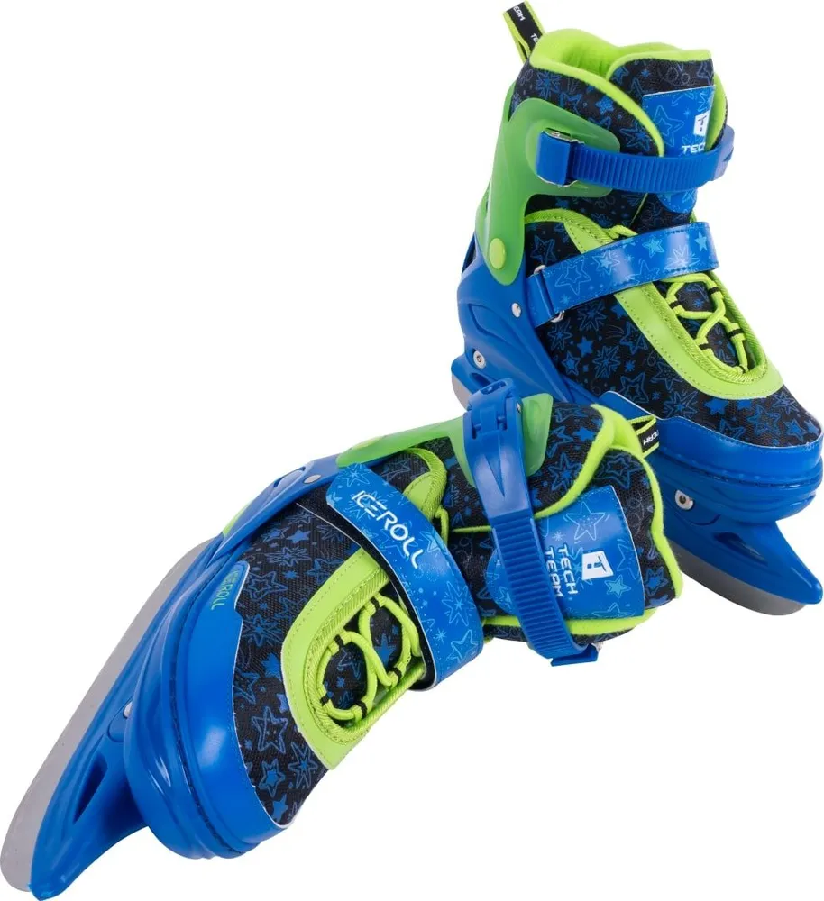 Фото Коньки раздвижные TechTeam Iceroll синий/зеленый со склада магазина Спортев