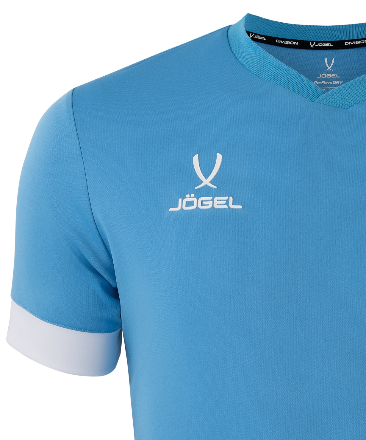 Фото Футболка игровая JOGEL DIVISION PerFormDRY Union Jersey, голубой/белый/белый со склада магазина Спортев