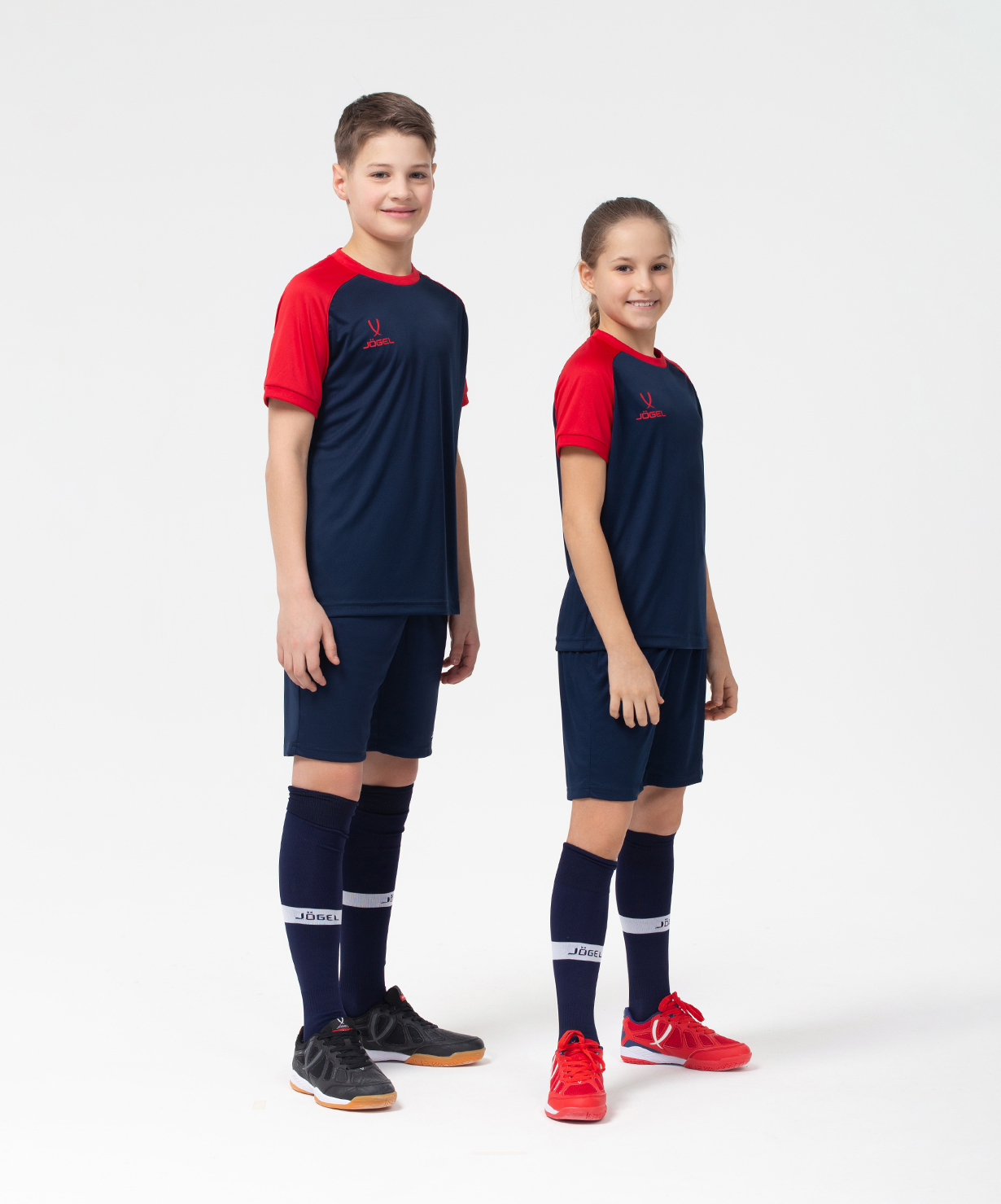 Фото Футболка игровая JOGEL CAMP Reglan Jersey, темно-синий/красный, детский со склада магазина Спортев