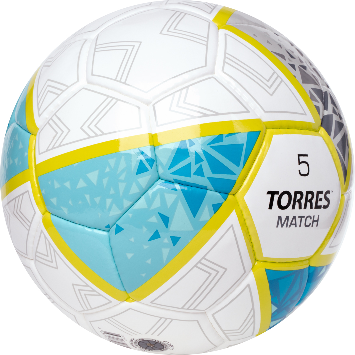 Фото Мяч футбольный Torres Match р.5 32 п. синт. кожа руч. сшив. бело-серо-голубой F323975 со склада магазина Спортев