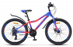 Велосипед Stels Navigator-410 MD 21-sp 24" (2021) синий/неоновый_красный V010