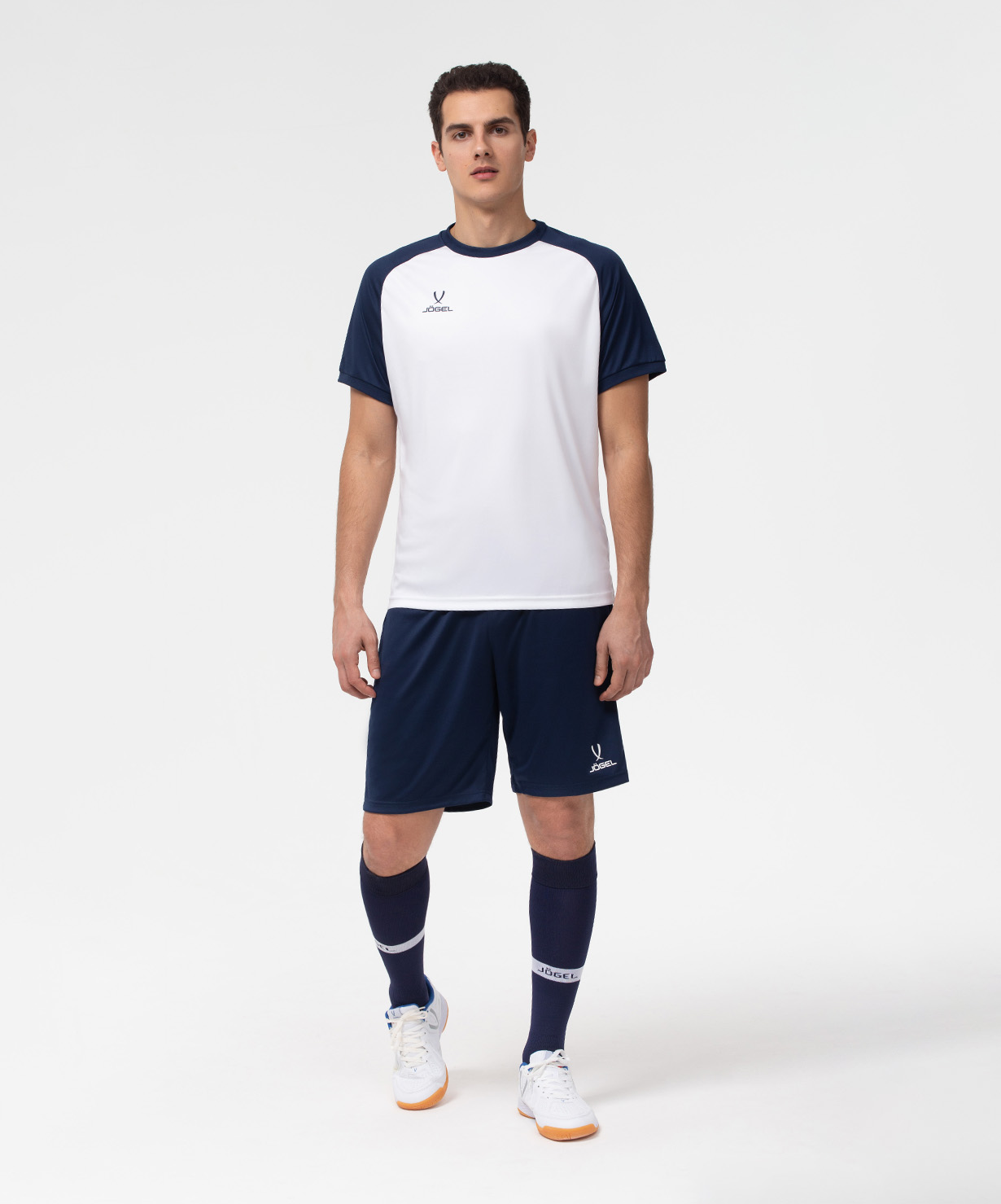 Фото Футболка игровая JOGEL CAMP Reglan Jersey, белый/темно-синий со склада магазина Спортев