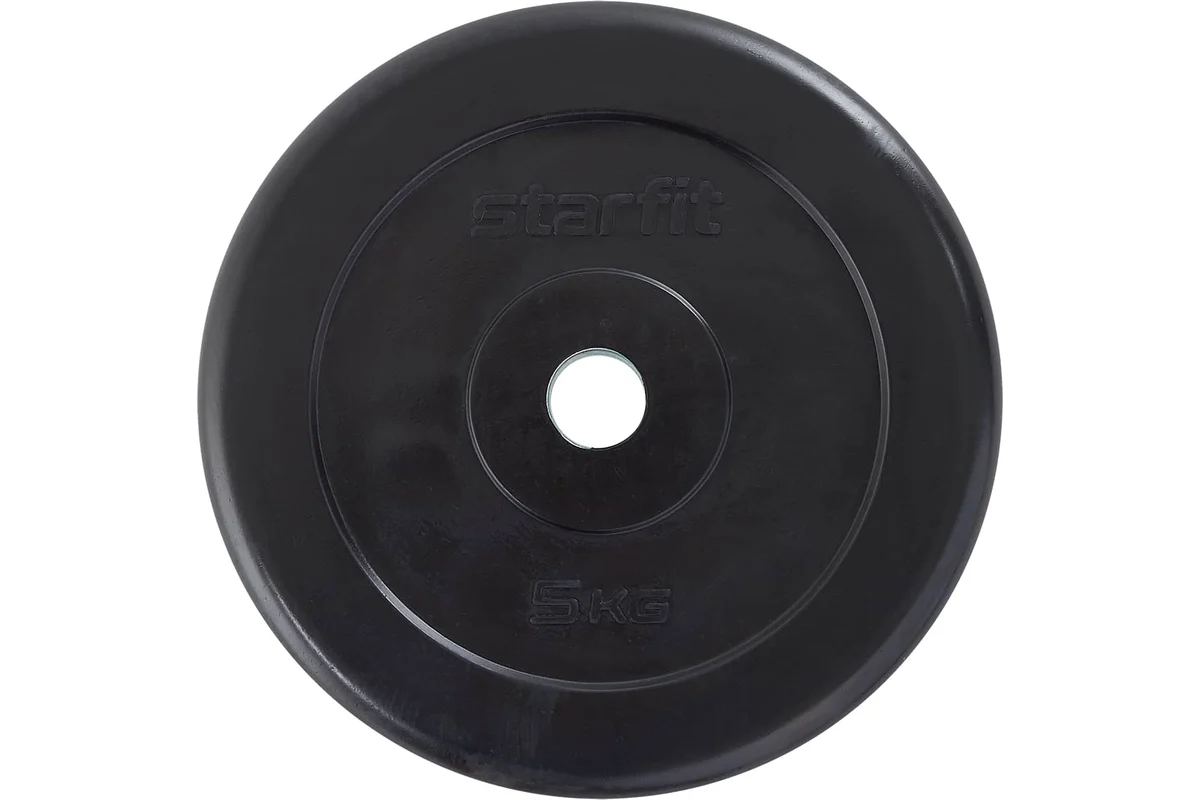 Фото Диск d 26 StarFit BB-202 черный обрезиненный стальная втулка 5 кг 18806 со склада магазина Спортев