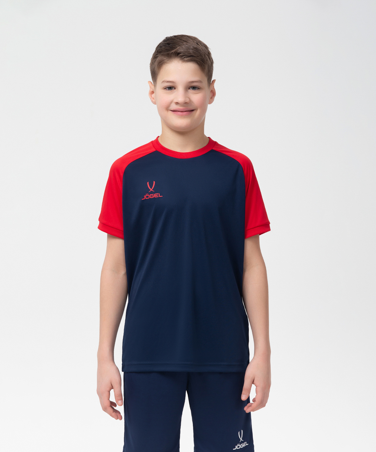 Фото Футболка игровая JOGEL CAMP Reglan Jersey, темно-синий/красный, детский со склада магазина Спортев