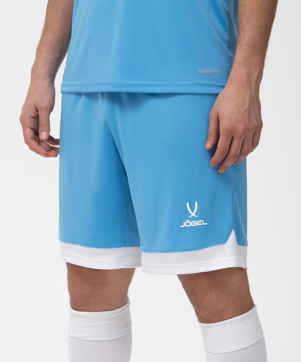 Фото Шорты игровые JOGEL DIVISION PerFormDRY Union Shorts, голубой/белый/белый со склада магазина Спортев