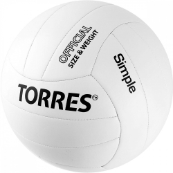 Мяч волейбольный Torres Simple р.5 синт. кожа бело-черный V32105