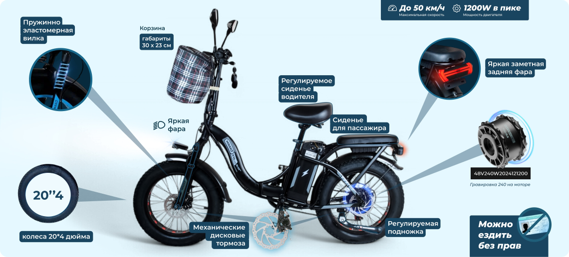 Фото Электровелосипед Minako F11 LITE 48V 20 ah со склада магазина Спортев
