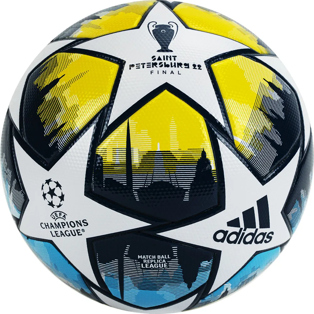 Фото Мяч футбольный Adidas UCL League St.Petersburg №5 FIFA Quality бело-сине-желтый H57820 со склада магазина СпортЕВ