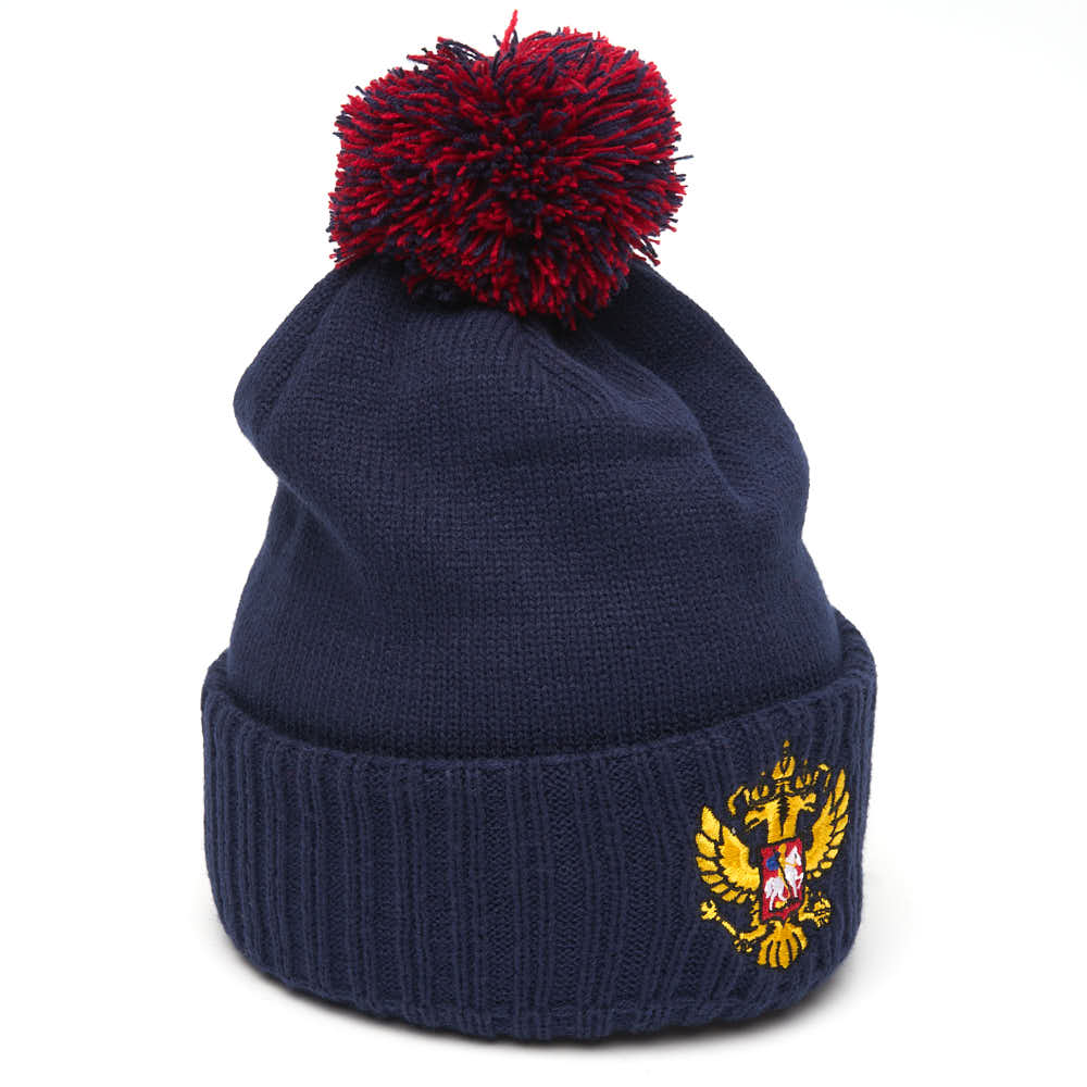 Фото Шапка Россия с помпоном синяя р.55-58 11412 со склада магазина Спортев