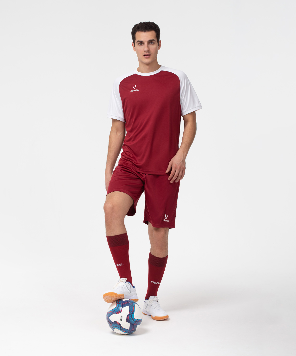 Фото Футболка игровая JOGEL CAMP Reglan Jersey, гранатовый/белый со склада магазина Спортев