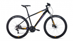 Велосипед Forward Apache 27.5 3.2 disc (2021) черный/оранжевый RBKW1M37G046