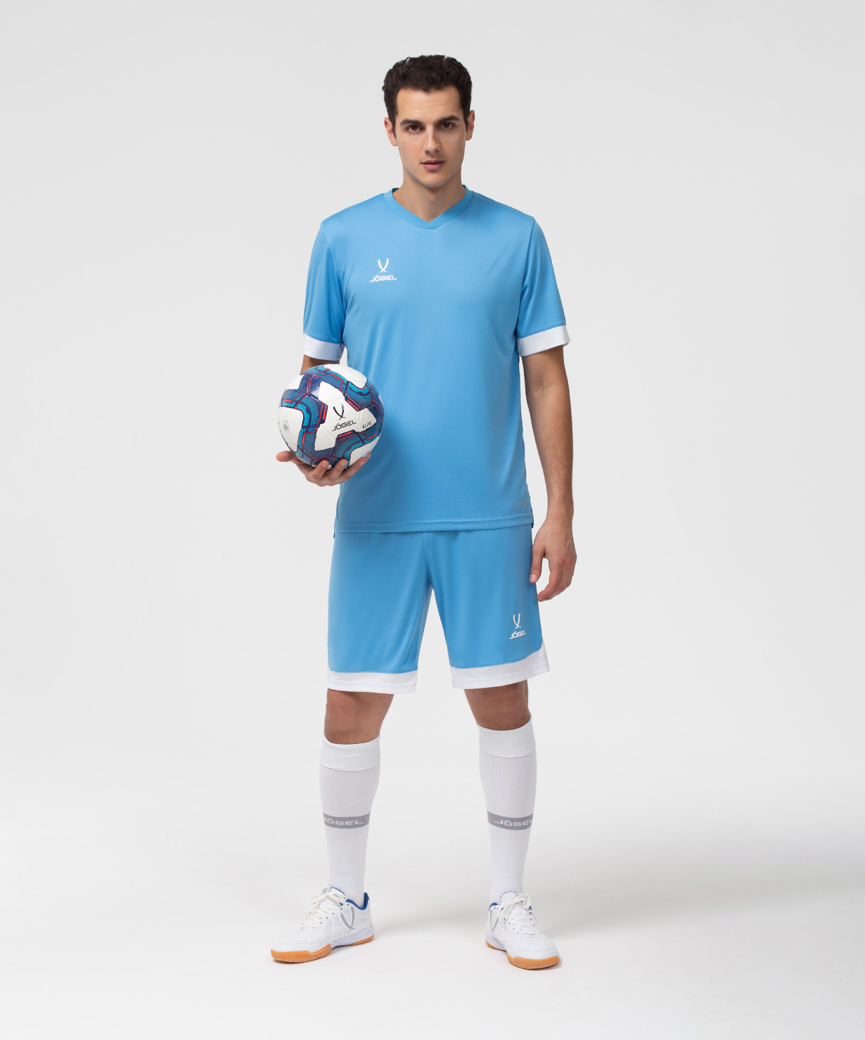 Фото Футболка игровая JOGEL DIVISION PerFormDRY Union Jersey, голубой/белый/белый со склада магазина Спортев