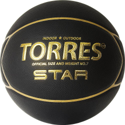 Мяч баскетбольный Torres Star размер №7 ПУ черно-золотой B32317