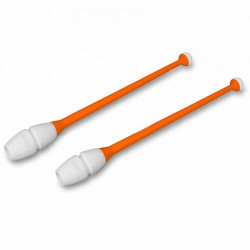 Булавы для гимнастики 36 см Indigo вставляющиеся (пластик, каучук) оранжево-белые IN017