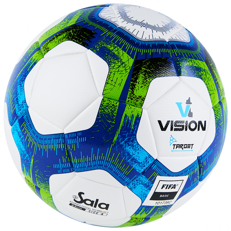 Фото Мяч футзальный Vision Target №4 FIFA Basic ПУ белый/синий FS324094 со склада магазина Спортев