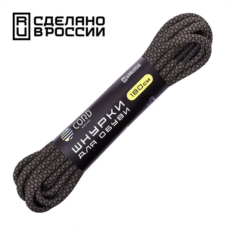 Фото Шнурки Cord 180 см черный+хаки со склада магазина СпортЕВ