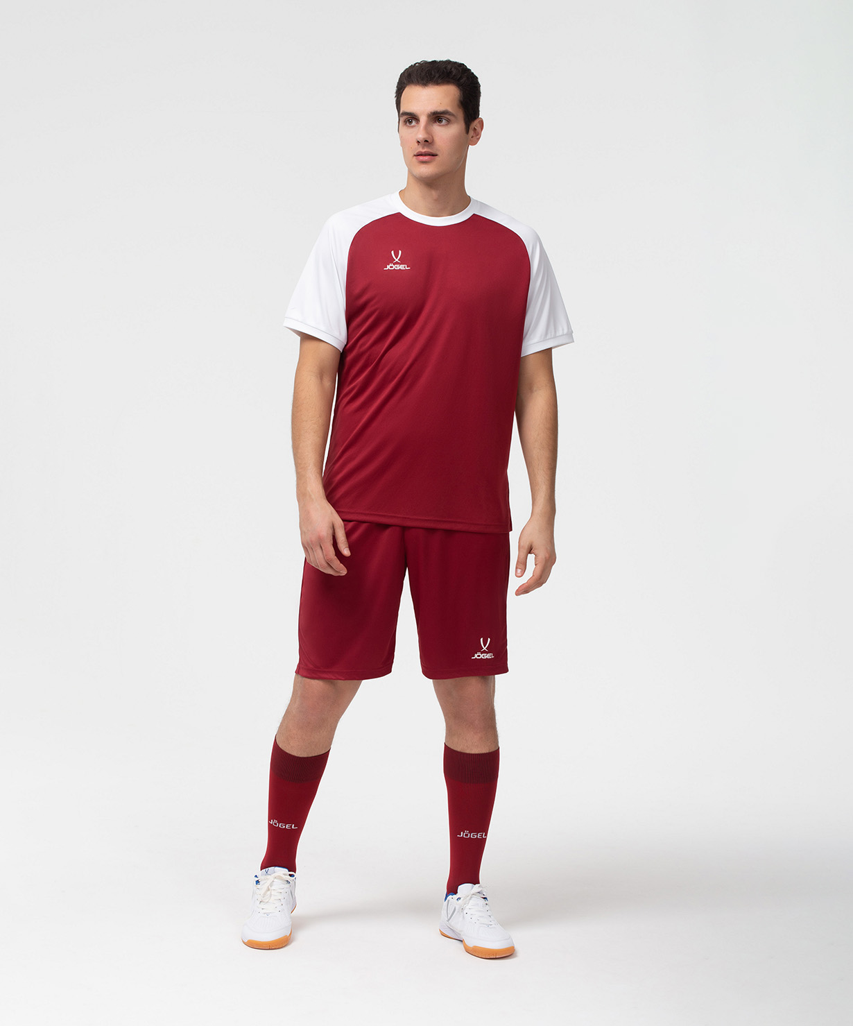 Фото Футболка игровая JOGEL CAMP Reglan Jersey, гранатовый/белый со склада магазина Спортев