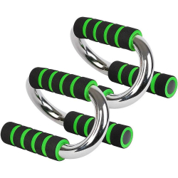 Упоры для отжиманий B34502 хром, с мягкими неопреновыми ручками зеленые