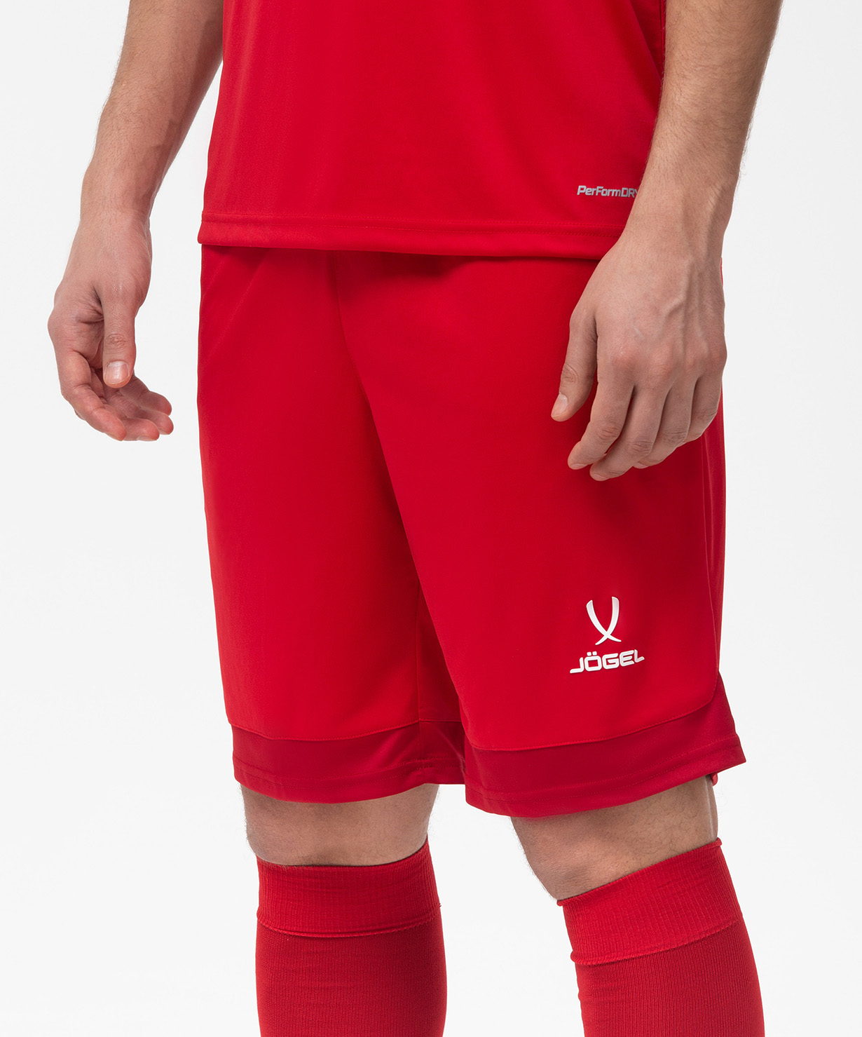 Фото Шорты игровые JOGEL DIVISION PerFormDRY Union Shorts, красный/темно-красный/белый со склада магазина Спортев
