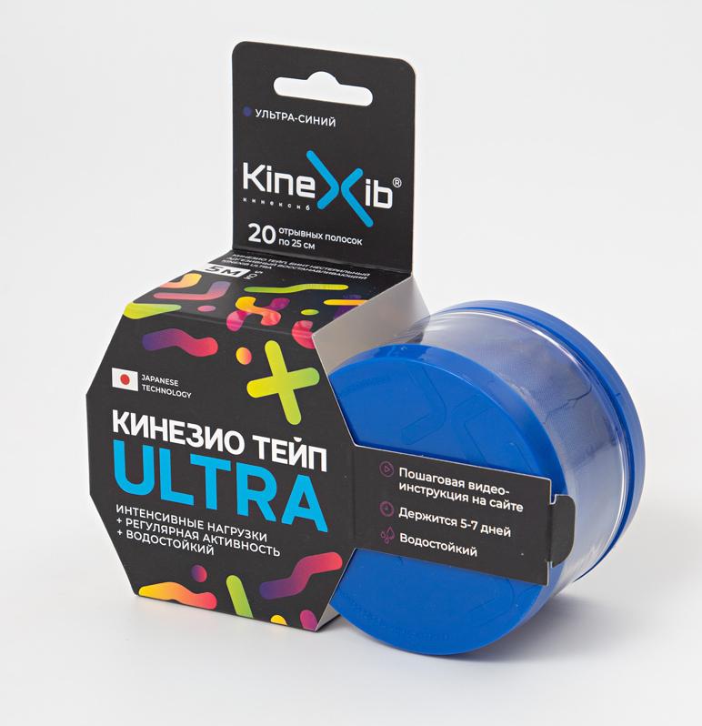 Фото Тейп Кинезио Kinexib Ultra 5 м * 5 см синий 20322 со склада магазина Спортев