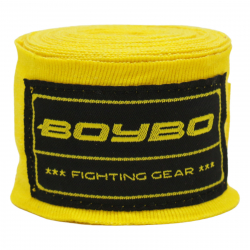 Бинты боксерские 4.5 м хлопок BoyBo желтые BB1001-14