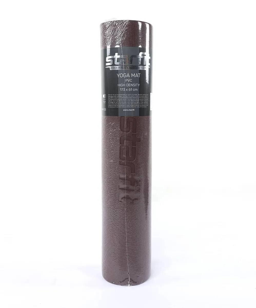 Фото Коврик для йоги 173x61x0,6 см StarFit FM-103 высокой плотности PVC HD горячий шоколад 19273 со склада магазина СпортЕВ