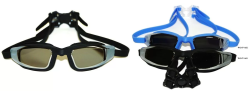 Очки для плавания Whale Y0M701(M701) для взрослых зеркальные черный/серебро