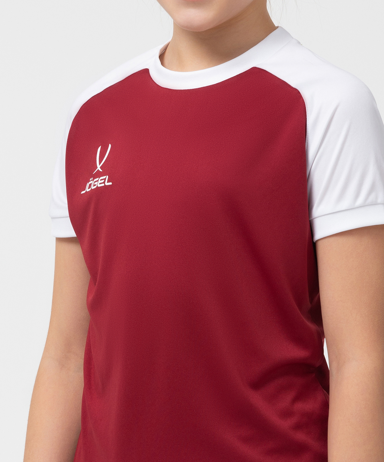 Фото Футболка игровая JOGEL CAMP Reglan Jersey, гранатовый/белый, детский со склада магазина Спортев