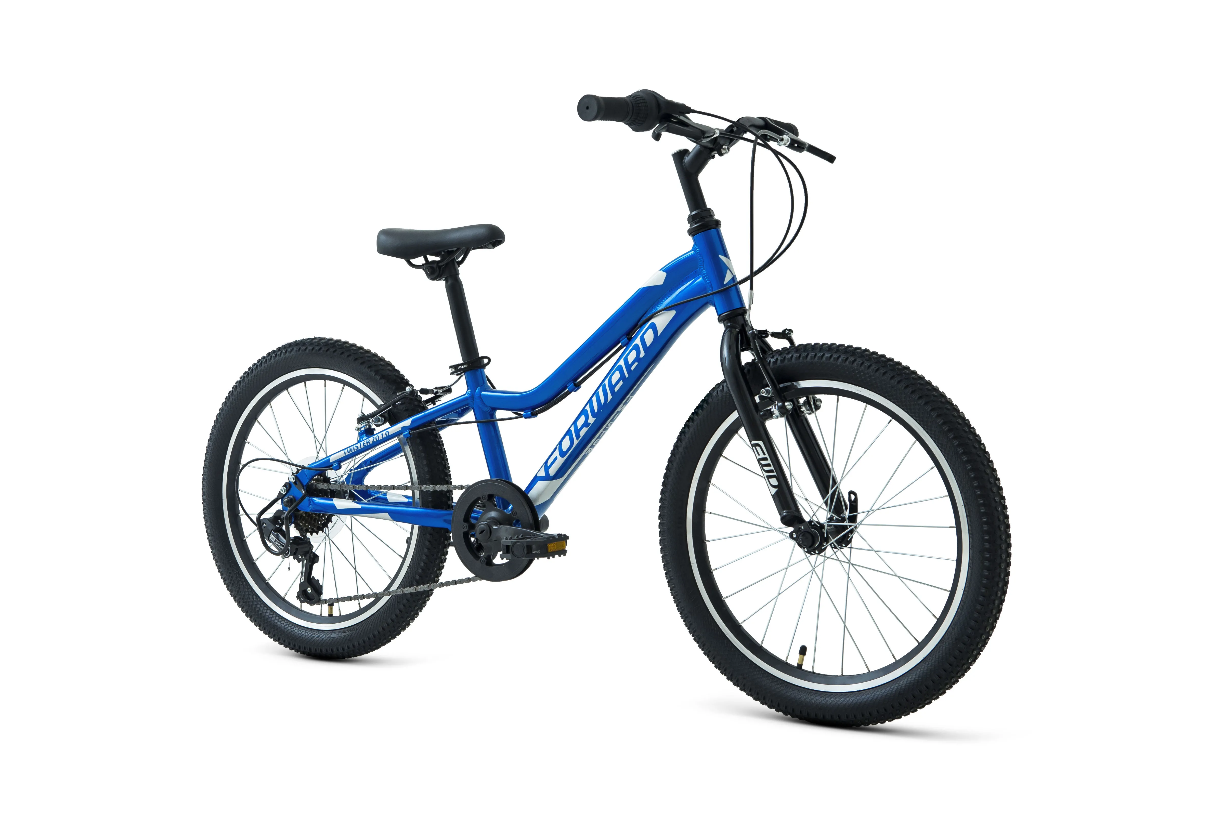 Фото Велосипед Forward Twister 20 1.0 (7ск) (2021) синий/белый со склада магазина СпортЕВ