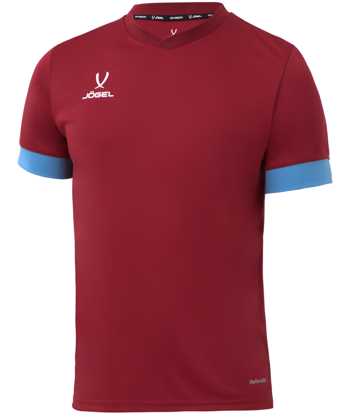 Фото Футболка игровая JOGEL DIVISION PerFormDRY Union Jersey, гранатовый/голубой/белый со склада магазина Спортев