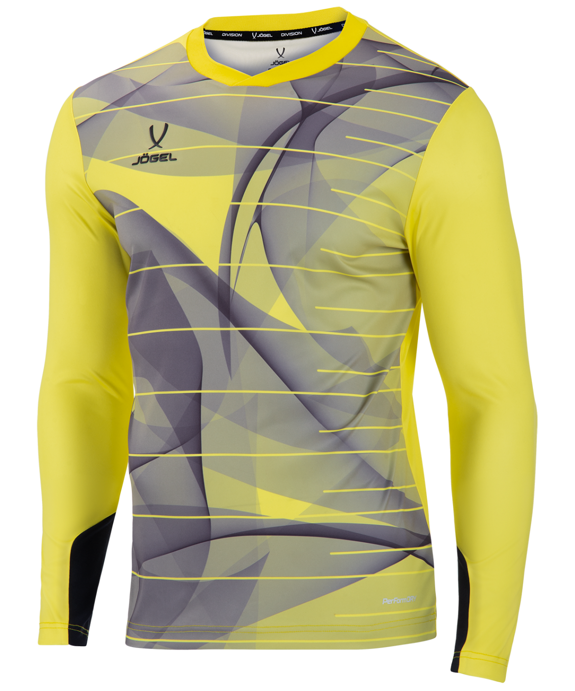 Фото Свитер вратарский DIVISION PerFormDRY GK Pattern LS, желтый/черный/белый Jögel со склада магазина Спортев