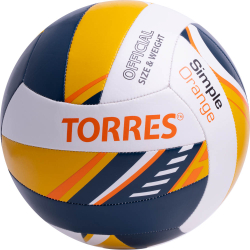 Мяч волейбольный Torres Simple Orange р.5 синт. кожа бело-желтый-синий V323125