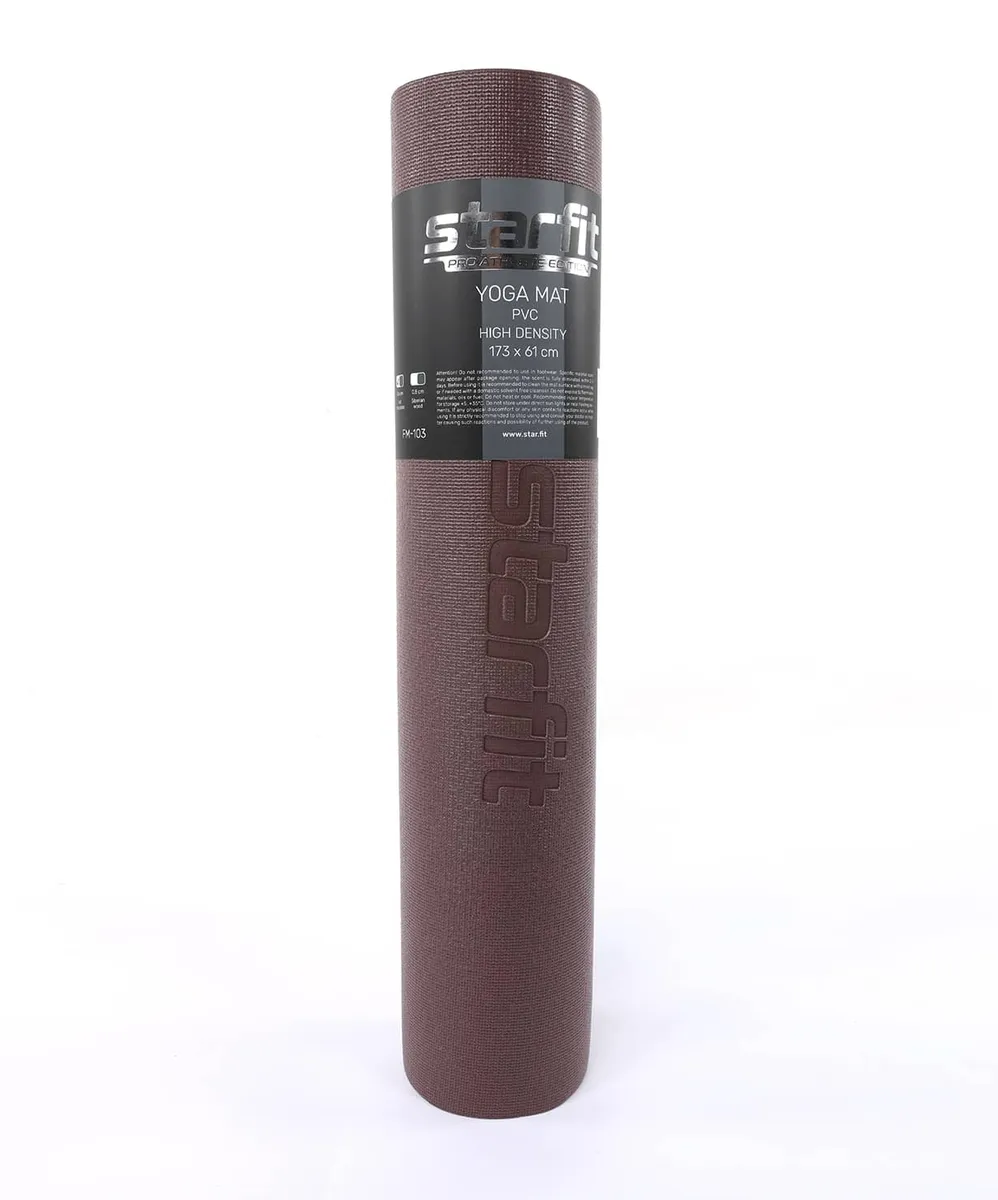 Фото Коврик для йоги 173x61x0,6 см StarFit FM-103 высокой плотности PVC HD горячий шоколад 19273 со склада магазина СпортЕВ
