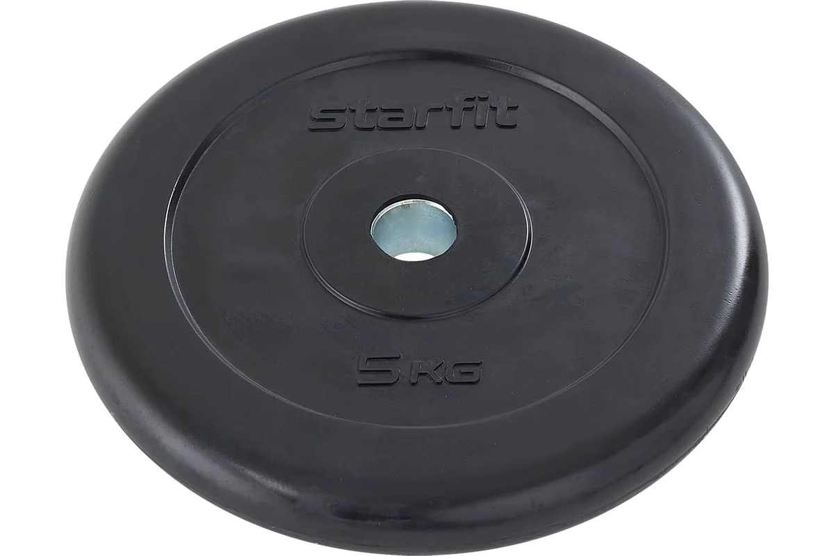 Фото Диск d 26 StarFit BB-202 черный обрезиненный стальная втулка 5 кг 18806 со склада магазина Спортев
