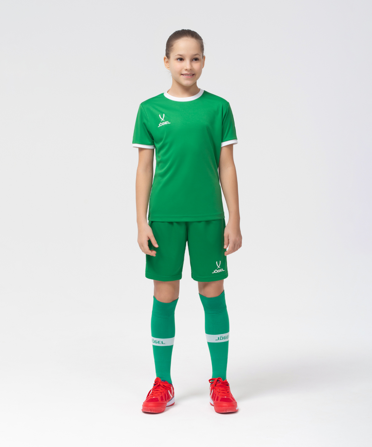 Фото Футболка футбольная JOGEL CAMP Origin, зеленый/белый, детский со склада магазина Спортев