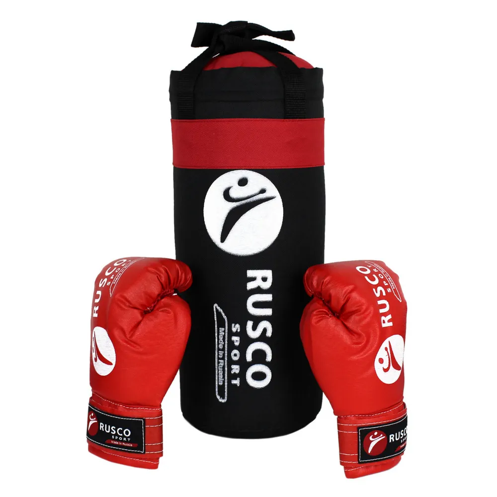 Фото Набор боксерский для начинающих RuscoSport (мешок 1,9 кг + перчатки бокс. 4 oz) черно-красный 0081 со склада магазина СпортЕВ