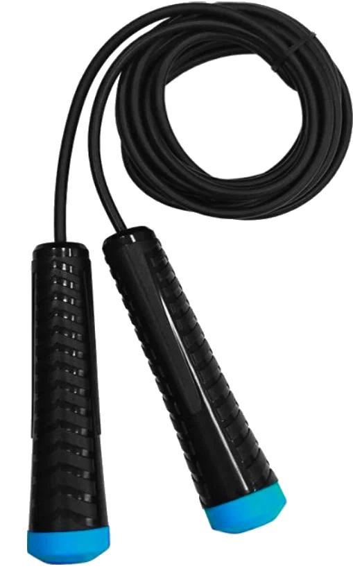 Фото Скакалка 3 м Fortius ручки пластиковые трос ПВХ черный/бирюзовый F210401-3BE/МТ со склада магазина СпортЕВ