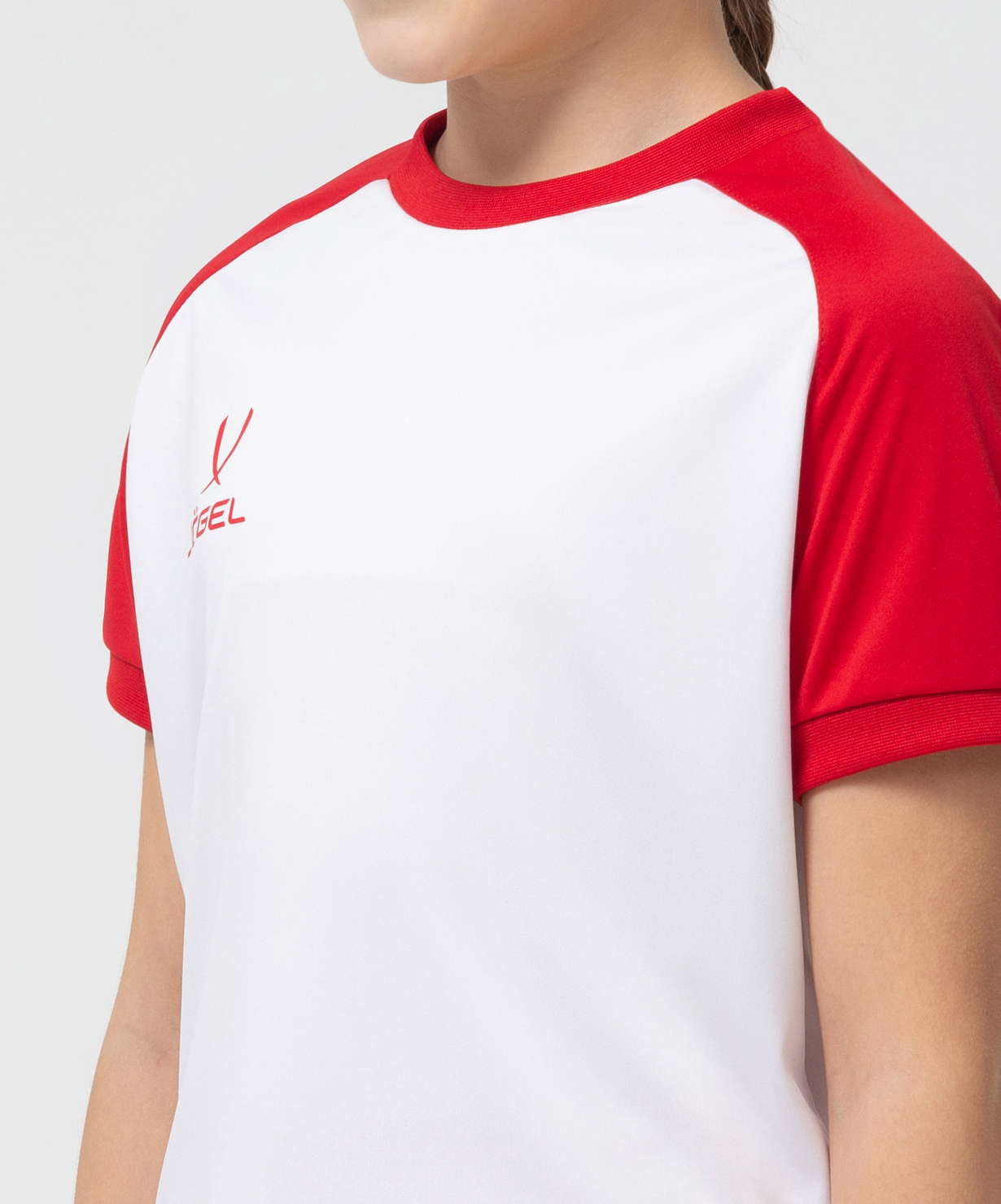 Фото Футболка игровая JOGEL CAMP Reglan Jersey, белый/красный, детский со склада магазина Спортев