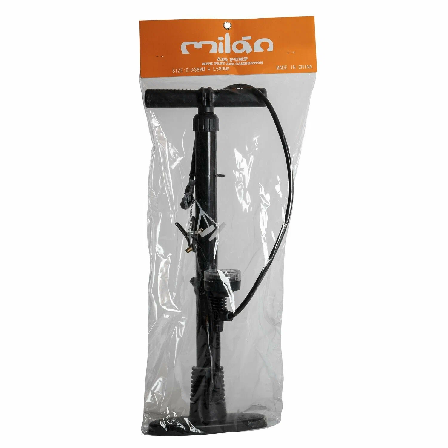 Фото Насос PAC 38x530 мм напольный с манометром, высокопрочный пластик, авто/вело + игла Т15707 со склада магазина Спортев